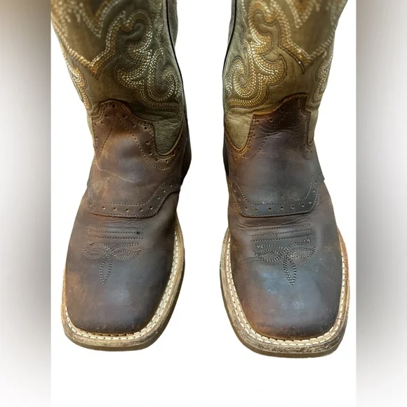 Old West Boys Brown Cowboy Boots 13.5 - Picture 4 of 12
